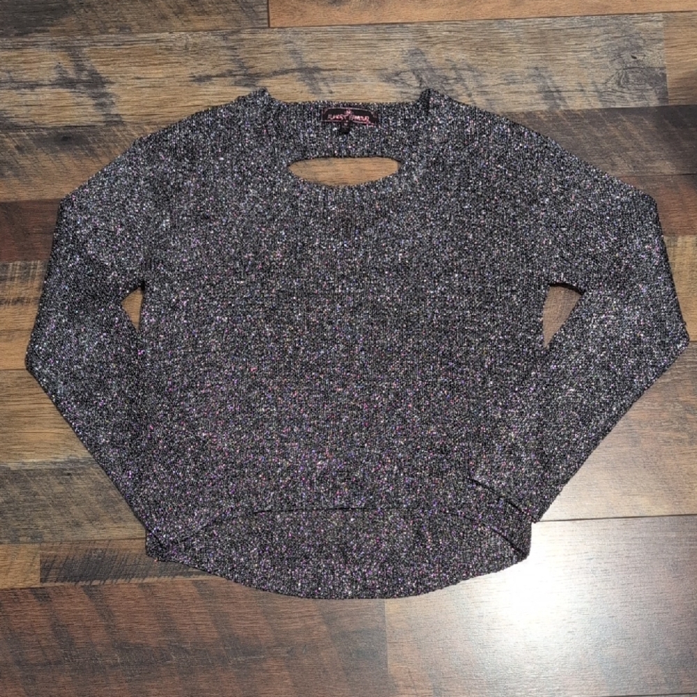 Almost Famous Black Silver Sweater with Cutout